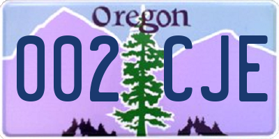 OR license plate 002CJE