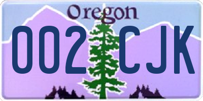 OR license plate 002CJK