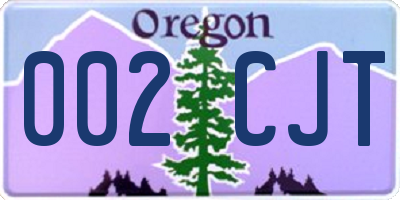 OR license plate 002CJT