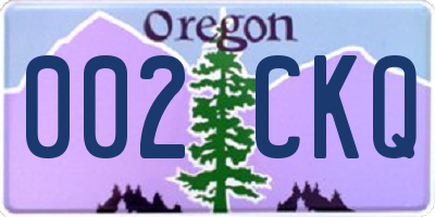 OR license plate 002CKQ