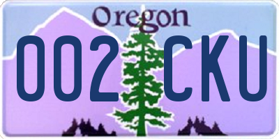 OR license plate 002CKU