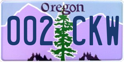 OR license plate 002CKW