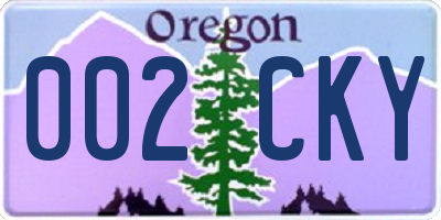 OR license plate 002CKY