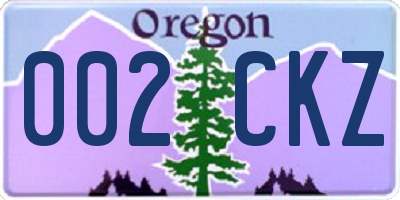 OR license plate 002CKZ