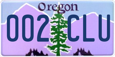 OR license plate 002CLU