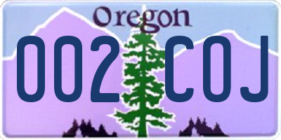 OR license plate 002COJ