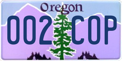 OR license plate 002COP