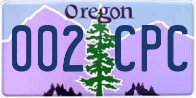 OR license plate 002CPC