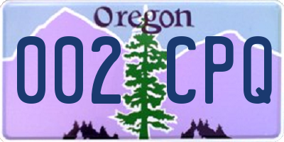 OR license plate 002CPQ