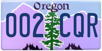 OR license plate 002CQR