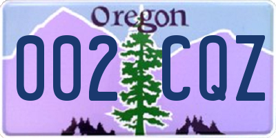 OR license plate 002CQZ