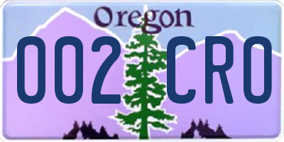 OR license plate 002CRO