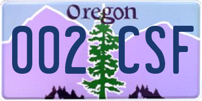 OR license plate 002CSF