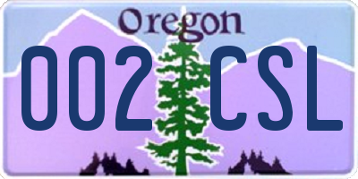 OR license plate 002CSL