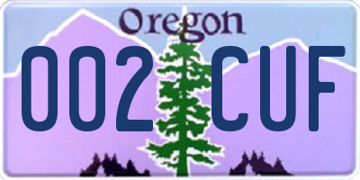 OR license plate 002CUF