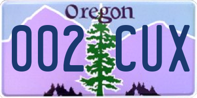 OR license plate 002CUX