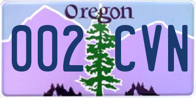 OR license plate 002CVN