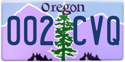 OR license plate 002CVQ