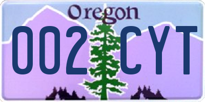 OR license plate 002CYT