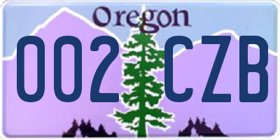OR license plate 002CZB