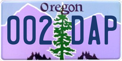 OR license plate 002DAP