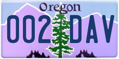 OR license plate 002DAV