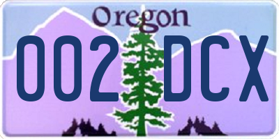 OR license plate 002DCX