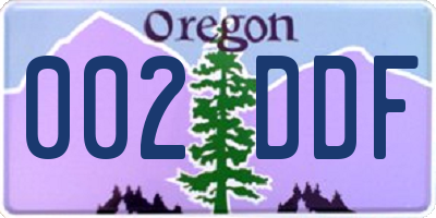 OR license plate 002DDF