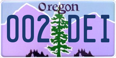 OR license plate 002DEI