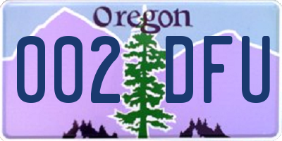 OR license plate 002DFU