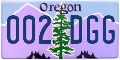 OR license plate 002DGG