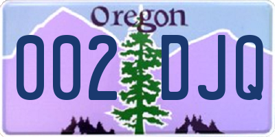 OR license plate 002DJQ