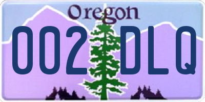 OR license plate 002DLQ