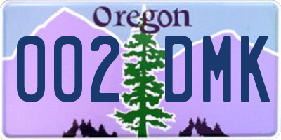 OR license plate 002DMK