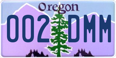 OR license plate 002DMM