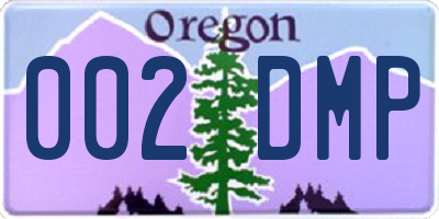 OR license plate 002DMP