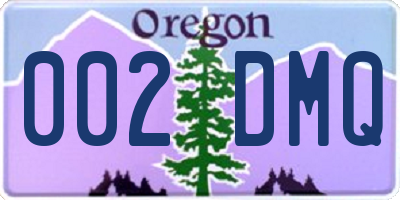 OR license plate 002DMQ
