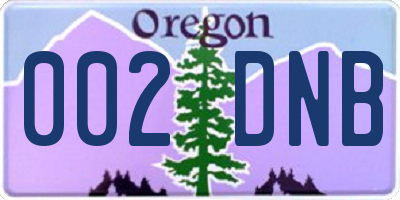 OR license plate 002DNB