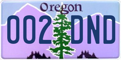 OR license plate 002DND