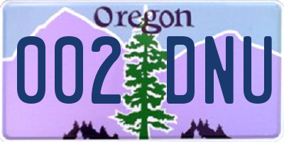 OR license plate 002DNU