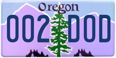 OR license plate 002DOD
