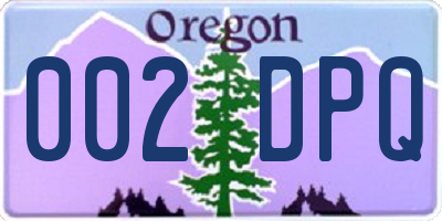 OR license plate 002DPQ
