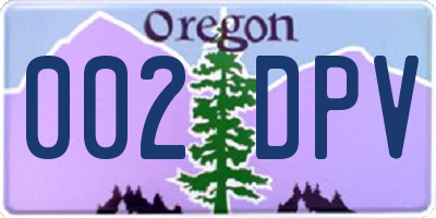 OR license plate 002DPV