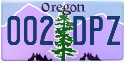 OR license plate 002DPZ