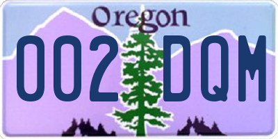 OR license plate 002DQM
