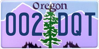 OR license plate 002DQT