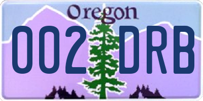 OR license plate 002DRB