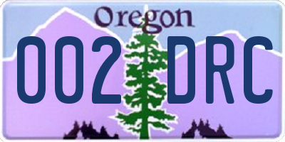 OR license plate 002DRC