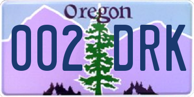 OR license plate 002DRK