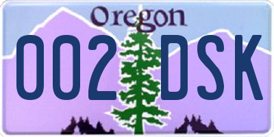 OR license plate 002DSK